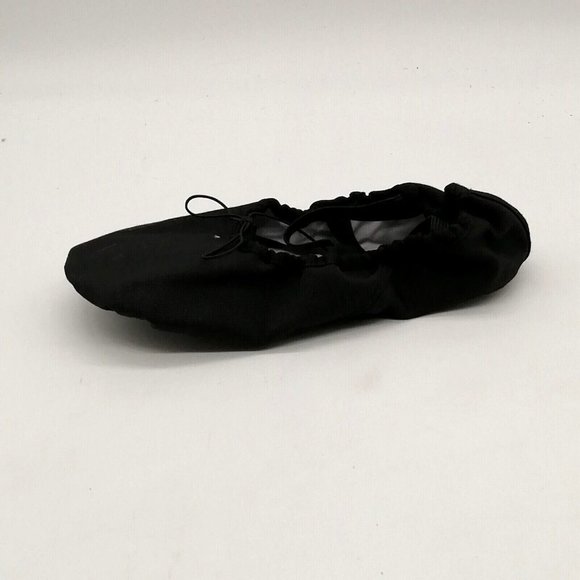 Tanzmuster Girls Ballet Shoe Black Flat w/Elastic Opening Cross Instep Straps 34 - Picture 1 of 9